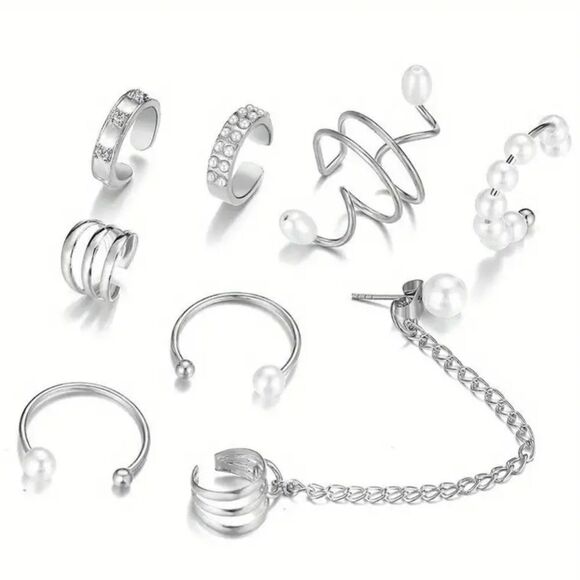 Earring Set without perforation, clip earrings on pearl earrings - Picture 6 of 9